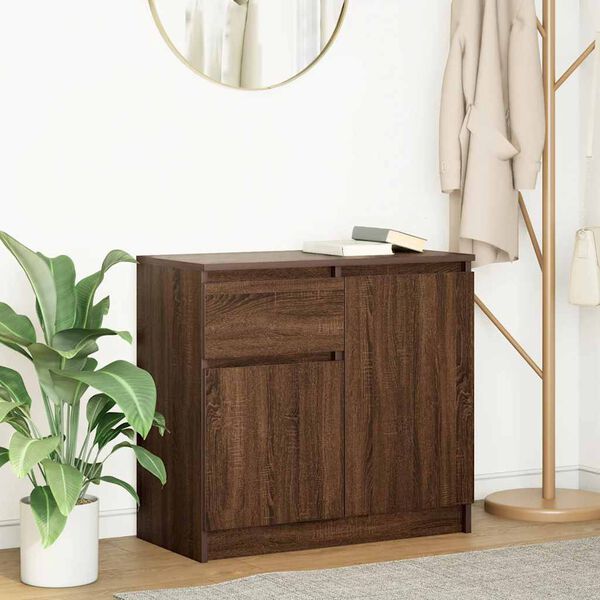 vidaXL Sideboard with Drawer Brown Oak 71x35x65 cm Engineered Wood