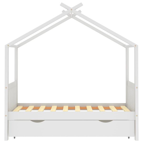 vidaXL Kids Bed Frame with a Drawer White Solid Pine Wood 80x160 cm