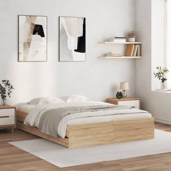 vidaXL Bed Frame with Drawers without Mattress Sonoma Oak 140x200 cm