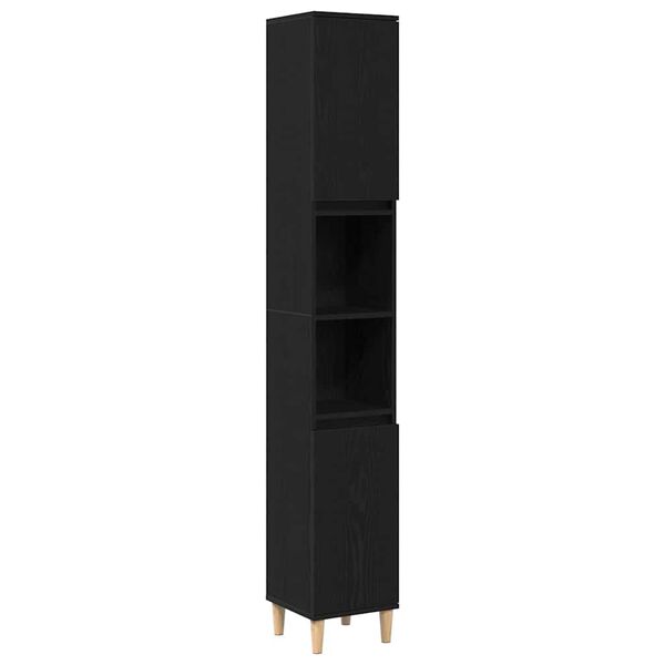 vidaXL Bathroom Cabinet Black Oak 30 x 30 x 190 cm Engineered Wood