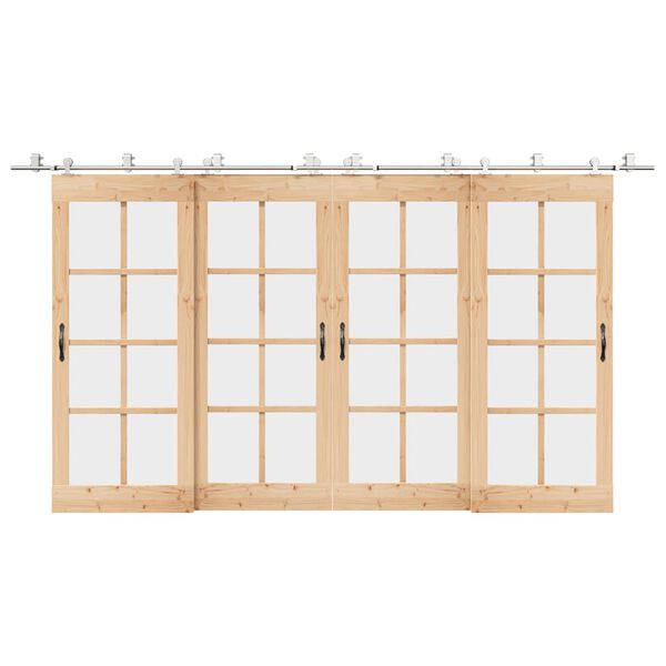 vidaXL Sliding Door Hardware Kit 200 cm Stainless Steel Silver