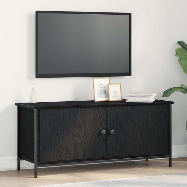 vidaXL TV Cabinet Black Oak 100 x 35 x 45 cm Engineered Wood
