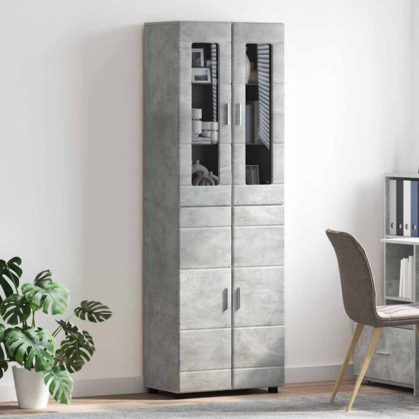 vidaXL Highboard FLORIN Concrete Grey 60 x 35 x 182 cm Engineered Wood