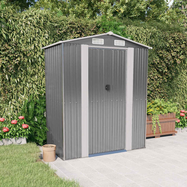 vidaXL Garden Shed Light Grey 192x108x223 cm Galvanised Steel