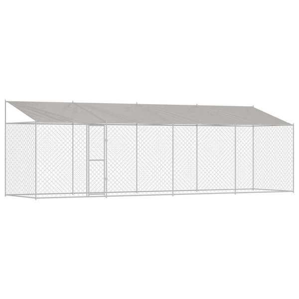 vidaXL Dog Cage with Roof Silver 800 x 200 x 256 cm Steel and PE