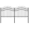 vidaXL Garden Fence with Spear Top Black 240x100 cm Powder-coated Steel