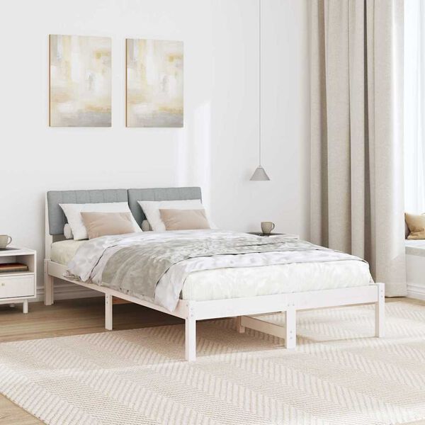 vidaXL Bed frame White and light grey 120 x 200 cm Solid pine wood