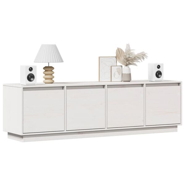 vidaXL TV Cabinet White 156x37x45 cm Solid Wood Pine