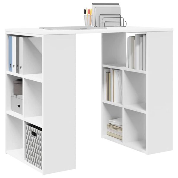 vidaXL Desk with Shelf White 90 x 50 x 75 cm Engineered Wood