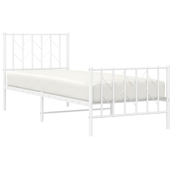vidaXL Metal Bed Frame without Mattress with Footboard White 80x200cm