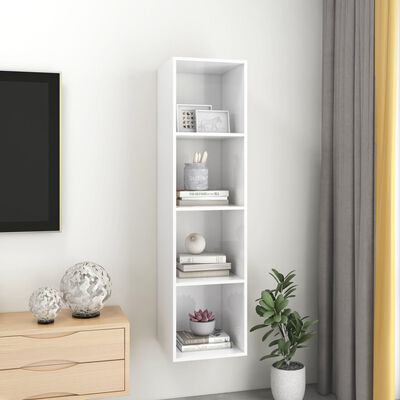 vidaXL Wall-mounted TV Cabinet High Gloss White 37x37x142.5 cm Engineered Wood
