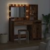 vidaXL Dressing Table with Mirror Lights 2 pcs Brown Engineered Wood