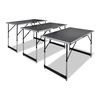 vidaXL Folding Table | Set of 3 | Black | MDF, Aluminium, Iron | Medium