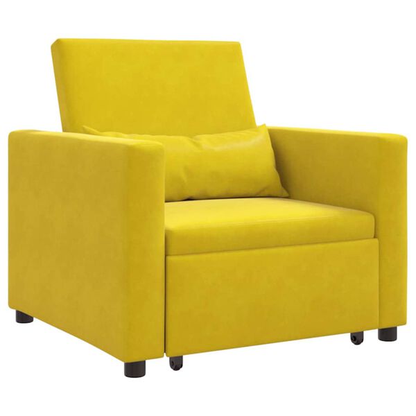 vidaXL Pull out Sofa Bed Single Yellow 90 x 165 x 87 cm Velvet