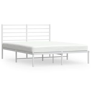 vidaXL Metal Bed Frame without Mattress with Headboard White 140x200cm
