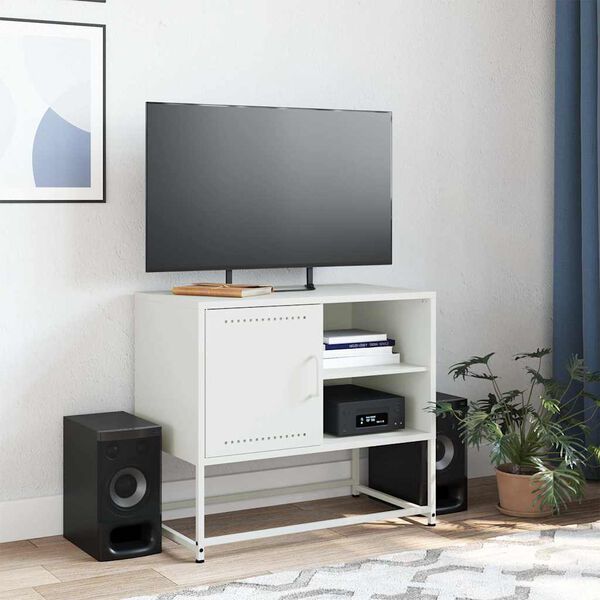 vidaXL TV Cabinet White 68x39x60.5 cm Steel