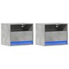 vidaXL Wall-mounted Bedside Cabinets with LED Lights 2 pcs Concrete Grey