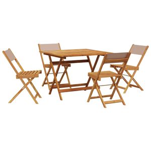 vidaXL 5 Piece Garden Dining Set Taupe Fabric and Solid Wood