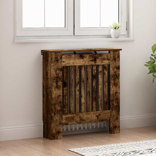 vidaXL Radiator Cover Smoked Oak 78 x 19 x 81.5 cm Engineered Wood