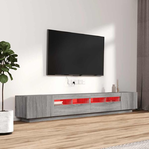 vidaXL 3 Piece TV Cabinet Set with LED Lights Grey Sonoma Engineered Wood