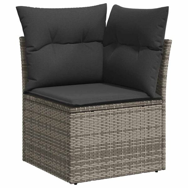vidaXL 10 Piece Garden Sofa Set with Cushions Grey Poly Rattan Acacia