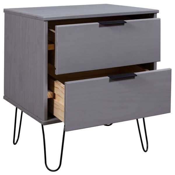 vidaXL Bedside Cabinet Grey 45x39.5x57 cm Solid Pine Wood