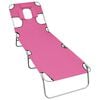 vidaXL Folding Sun Lounger with Head Cushion Steel Magento Pink