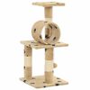 vidaXL Cat Tree with Sisal Scratching Posts 65 cm Beige Paw Prints