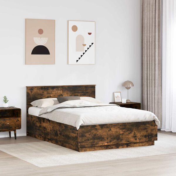vidaXL Bed Frame Smoked Oak 150 x 200 cm Engineered Wood