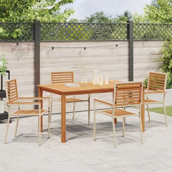 vidaXL Garden Dining Set 5 pcs Beige Poly rattan