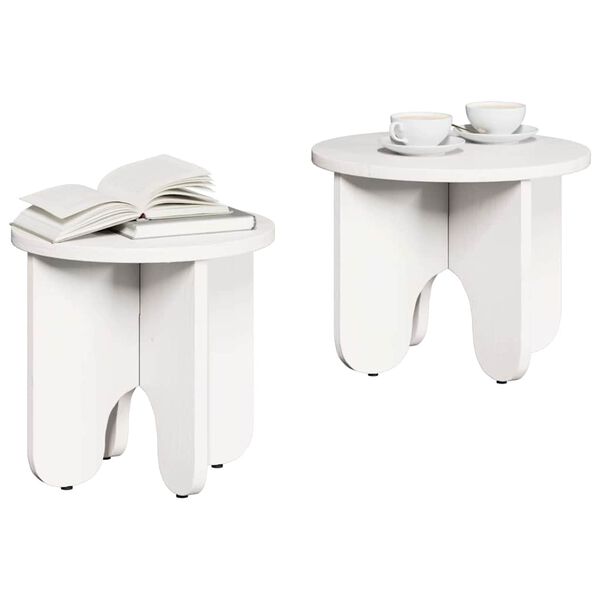 vidaXL Coffee Table 2 pcs White Solid Pine wood