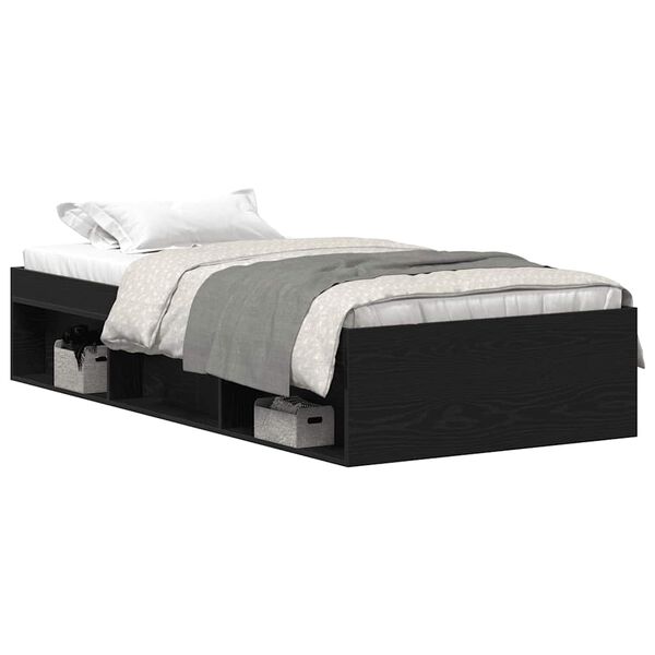 vidaXL Bed Frame without Mattress Black Oak 75x190 cm Engineered Wood
