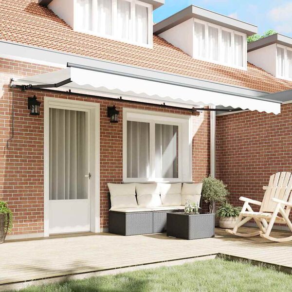 vidaXL Retractable Awning Manual White 400 x 200 cm Fabric