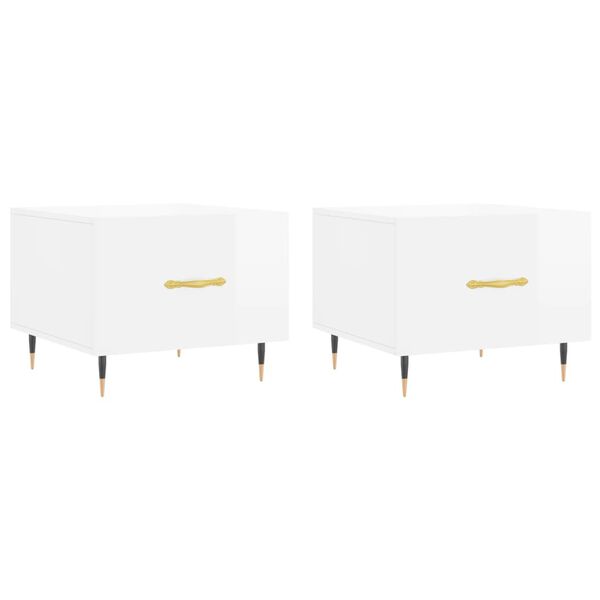 vidaXL Coffee Tables 2pcs High Gloss White 50x50x40 cm Engineered Wood