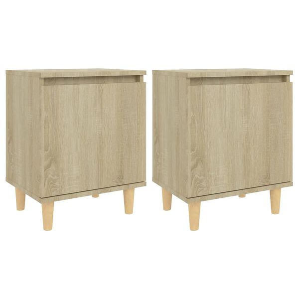 vidaXL Bed Cabinets with Solid Wood Legs 2 pcs Sonoma Oak 40x30x50 cm