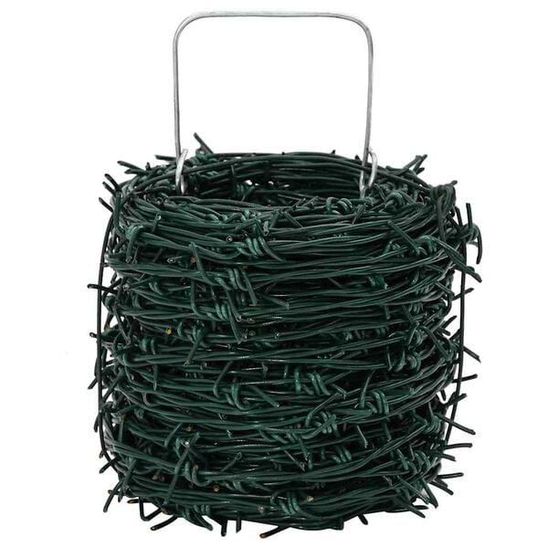 vidaXL Barbed Wire Green 50 m PVC-coated Steel