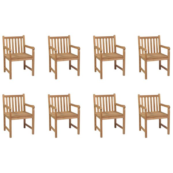 vidaXL Outdoor Chairs 8 pcs Solid Teak Wood