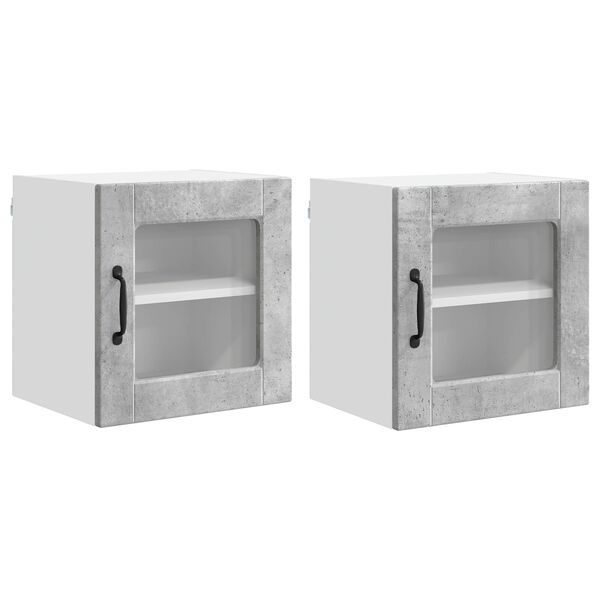 vidaXL Kitchen Cabinet with Shelf 2 pcs Concrete Grey 40 x 31 x 40 cm