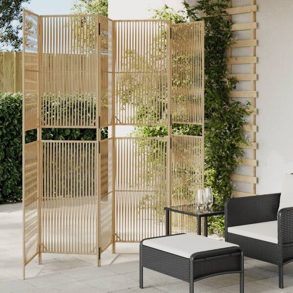 vidaXL Room Divider 6 Panels Beige Poly Rattan