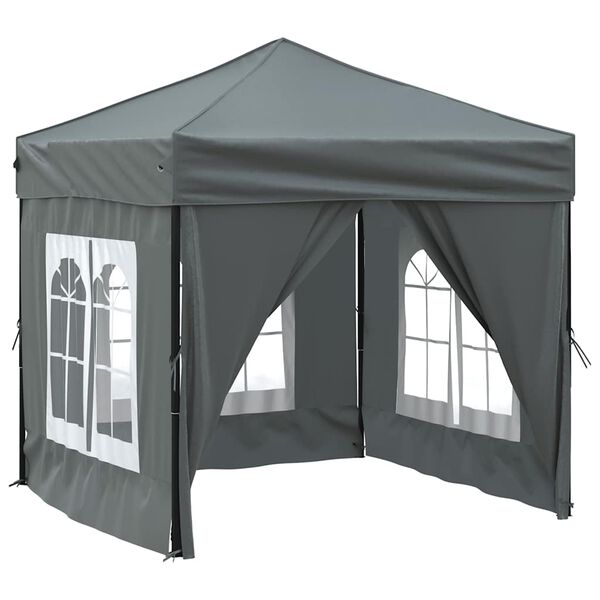 vidaXL Folding Party Tent with Sidewalls Anthracite 2x2 m
