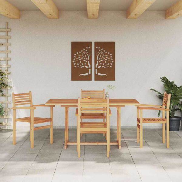 vidaXL Garden Dining Set 5 pcs Natural Solid teak wood