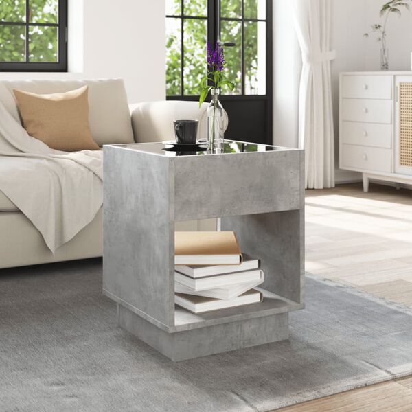 vidaXL Coffee Table with Infinity LED Concrete Grey 40x40x50 cm