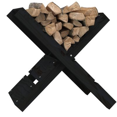 vidaXL Log Holder Black 47x39.5x48 cm Solid Wood Pine