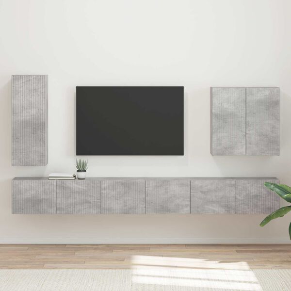 vidaXL TV Wall Cabinet Set Wall-mounted 6 pcs Concrete Grey