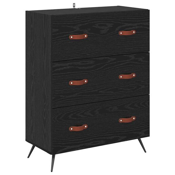 vidaXL Chest Of Drawers Black oak 69.5 x 34 x 90 cm Engineered wood