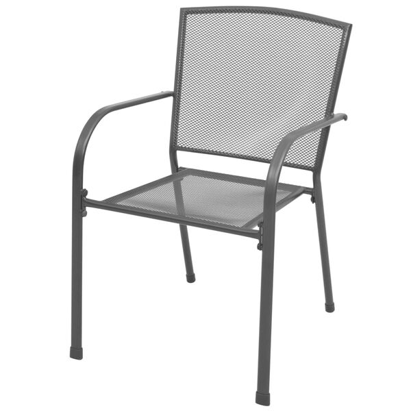 vidaXL Stackable Garden Chairs 2 pcs Steel Grey