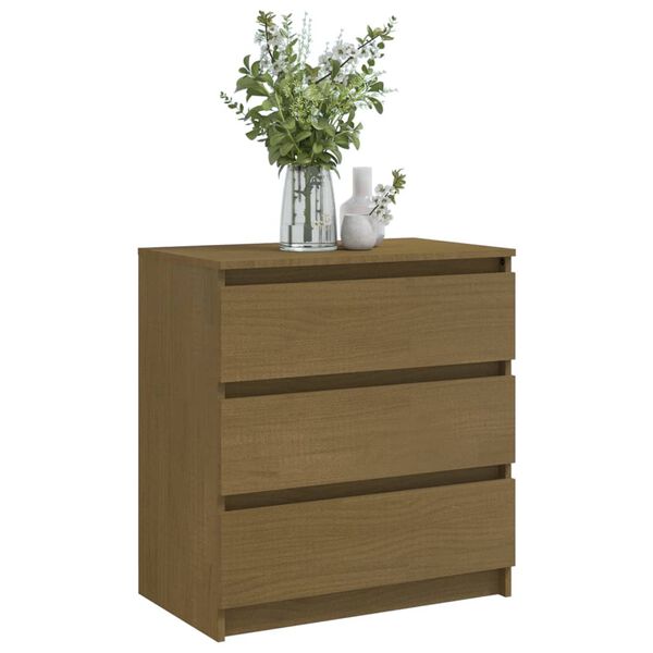 vidaXL Bedside Cabinet Honey Brown 60x36x64 cm Solid Pinewood