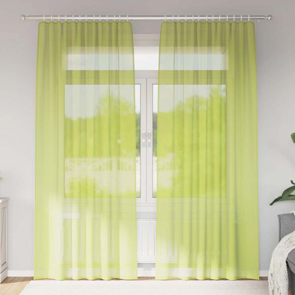 vidaXL Voile Curtains with Rod Pockets 2 pcs Apple Green