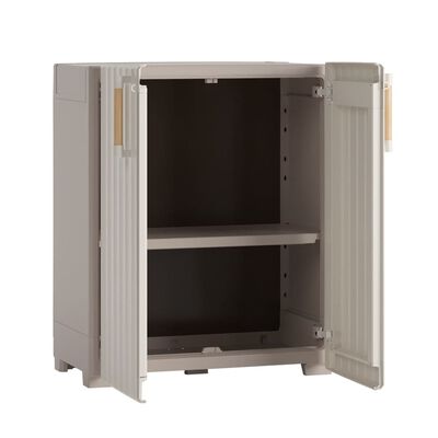 Keter Low Storage Cabinet Groove Beige and Sand