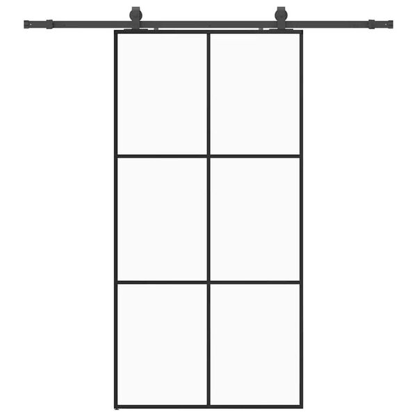 vidaXL Sliding Door with Hardware Set Black 102x205 cm ESG Glass
